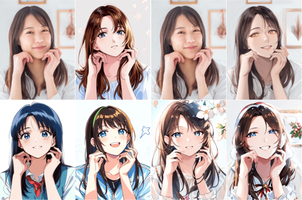 AIレトロ漫画とAIアニメの似顔絵