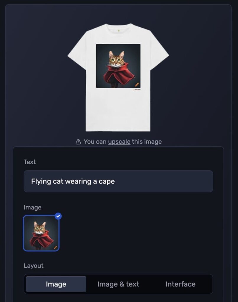 Craiyonで生成された画像はTシャツやパーカーにできる