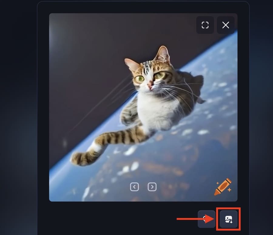 Craiyonで生成された画像右下にあるダウンロードボタンをクリック