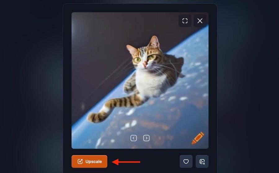 大きいサイズの画像をダウンロードしたい際は「Up Scale」をクリック
