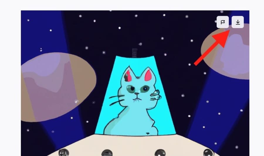 DALL·E 2で生成した画像右上にあるダウンロードマーク