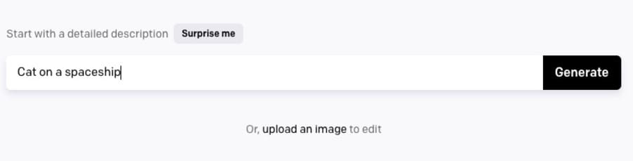 DALL·E 2にプロンプトを入力している画面