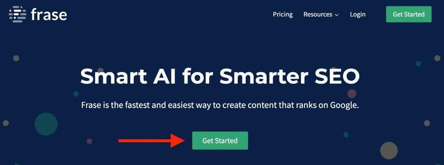 Frase画面中央の「Get Started」をクリック