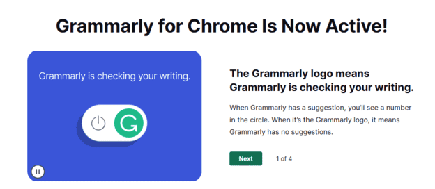 Grammarly拡張機能の準備画面