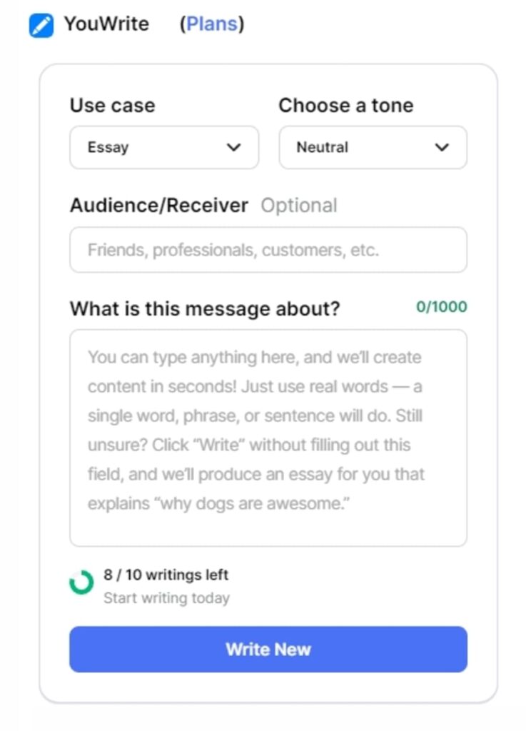 YouChatで利用できるYouWrite（ユウライト）