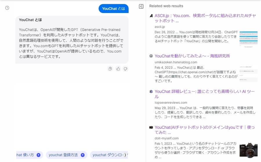 YouChatの回答の画像