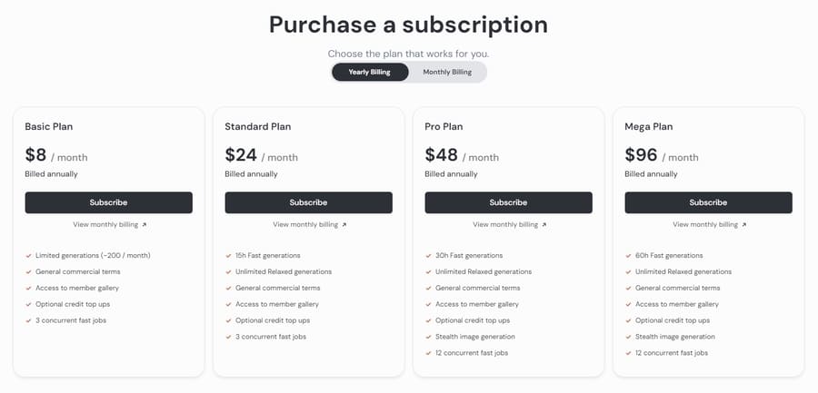 Subscribeの画面