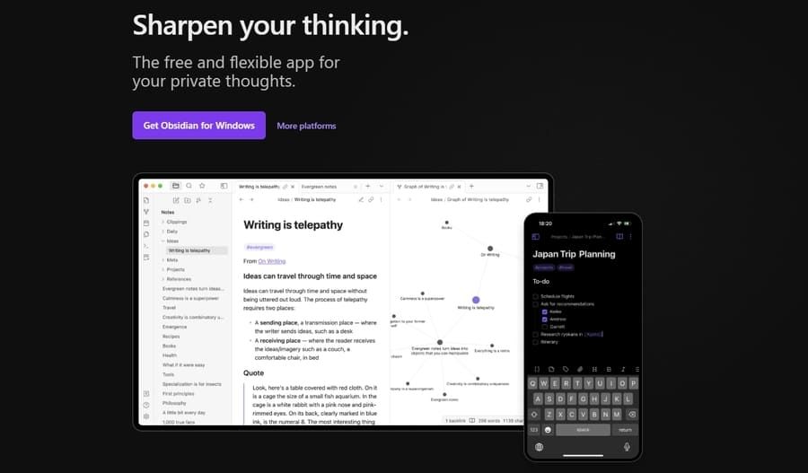 Obsidianの公式サイト