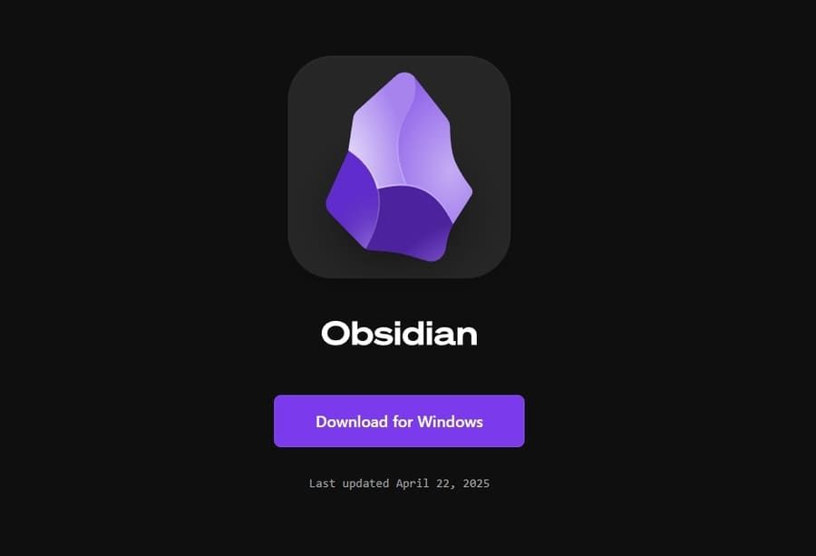 Obsidianのダウンロードページ