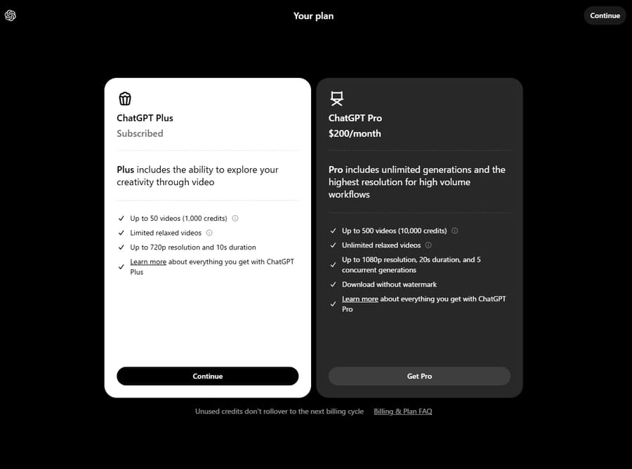 OpenAIのアカウント画面
