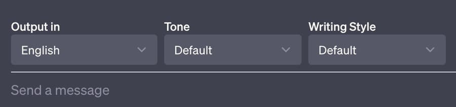 ChatGPTの「Output in」は「English」を選択