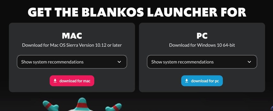 Blankos Block PartyのPC選択画面