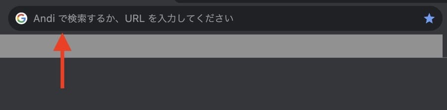 ブラウザ上部の検索欄に検索ワードを入力したら、Andiが表示される