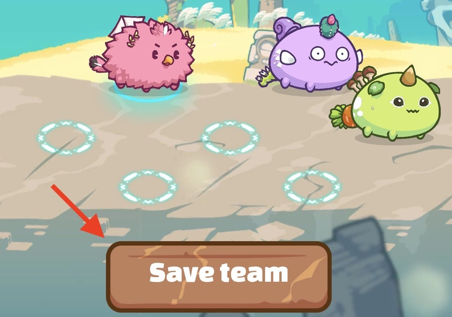 「Save Team」をクリックしてチーム編成は完了