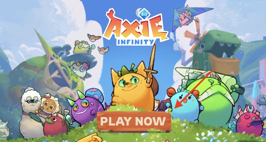 Axie Infinityトップページにアクセスして、「Play Now」をクリック
