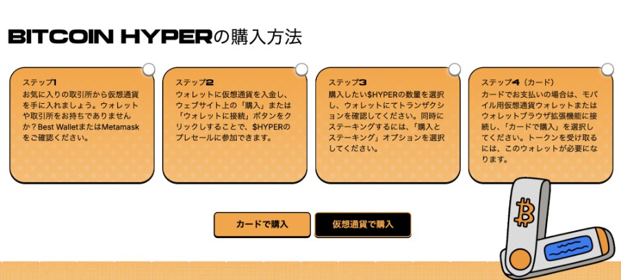 初のビットコインレイヤー2チェーンの説明とプレセール購入フォームのイラスト