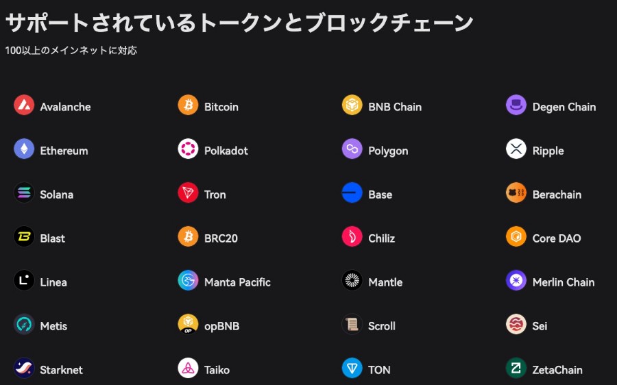 Bitget Wallet 対応ブロックチェーン