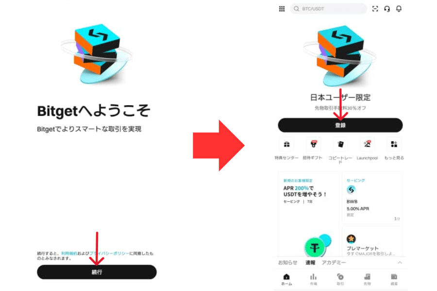 Bitgetのアカウント登録画面