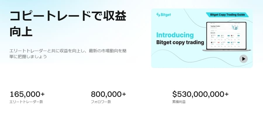 Bitgetはコピートレードサービスが充実している