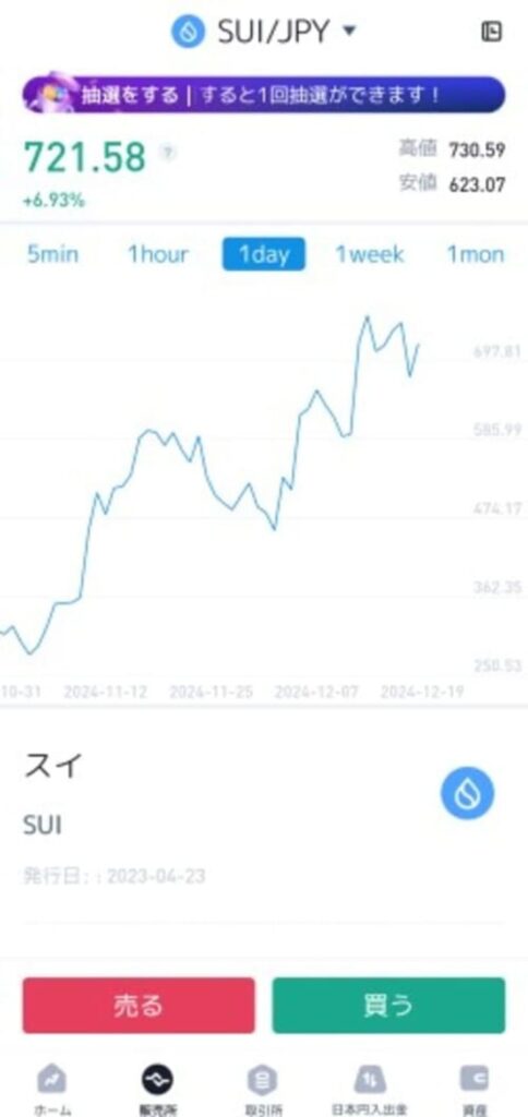 仮想通貨購入画面