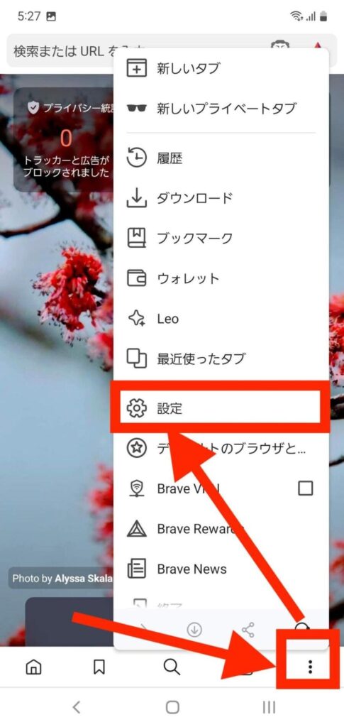 Brave設定画面