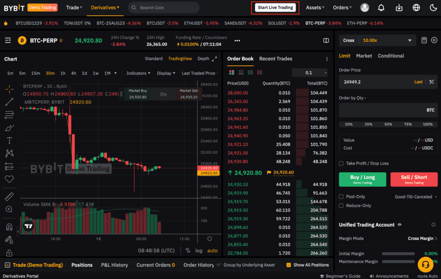 Bybitの価格チャート