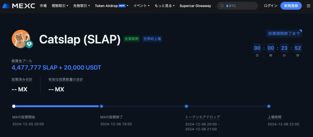 CatSlapが12月6日にMEXCで取引開始！