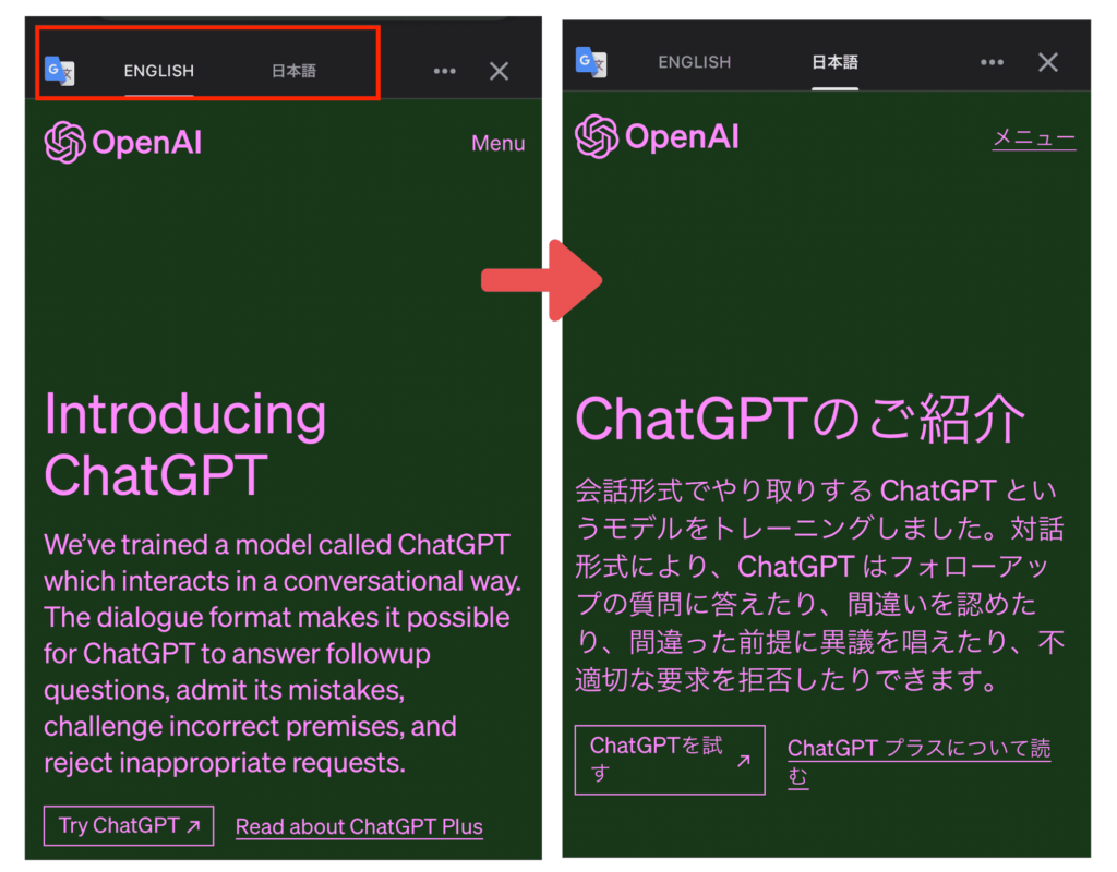 ChatGPTブラウザ日本語表記の仕方