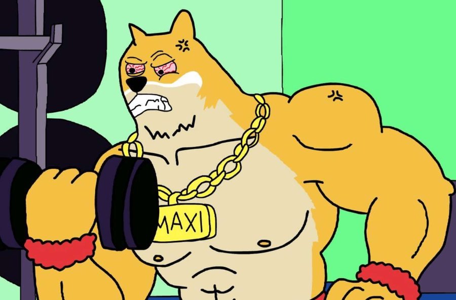 Altタグ「マキシドージミームが筋トレをしている様子」