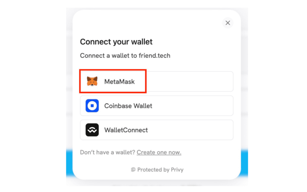 friend.techでメタマスクを選択