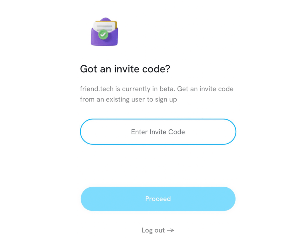 friend.techの招待コード入力画面