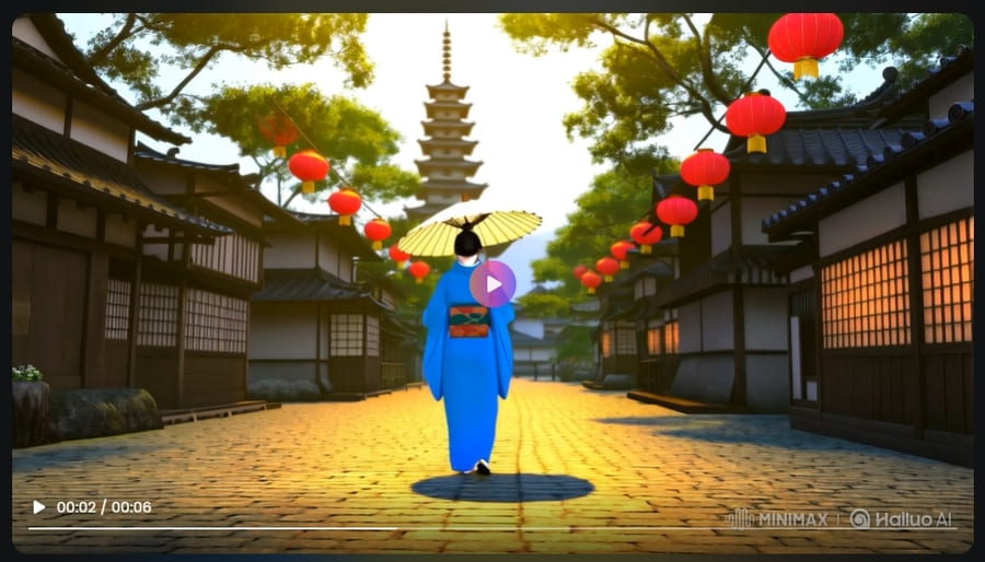 Hailuo AI生成動画での和風の画像