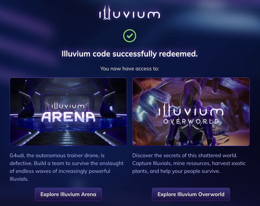 コードの入力が完了すれば、Illuvium ArenaとIlluvium Overworldがダウンロードできます