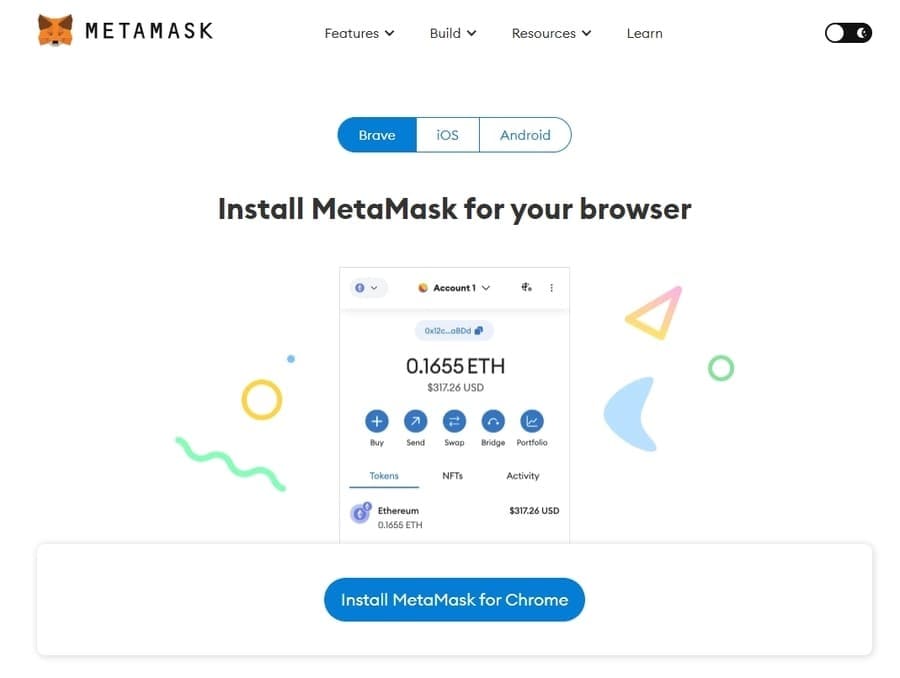 MetaMaskのダウンロード画面