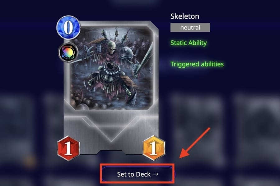 デッキに入れたいカードを選択して「Set to Deck」をクリック