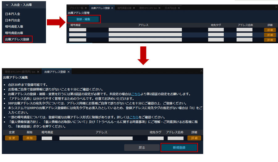 SBI VCトレードの出金ページ