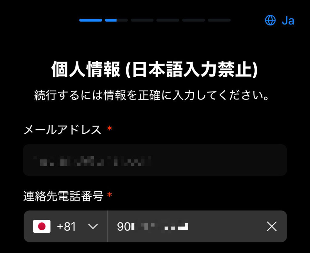 pay3の電話番号入力画面