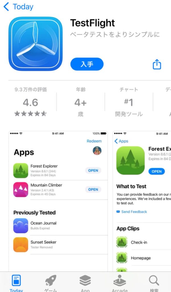 TestFlight from the App Storeをインストール