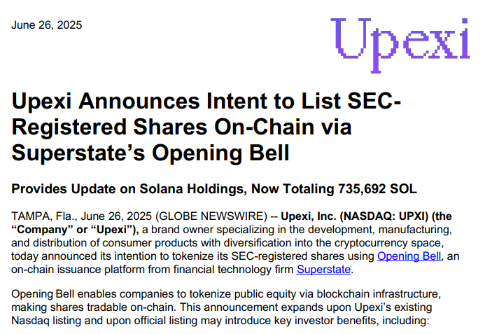 Upexi Solana Token