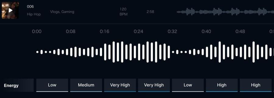 SOUNDRAWの曲調編集画面