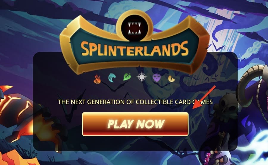 Splinterlands公式サイトにアクセスして「PLAY NOW」をクリック