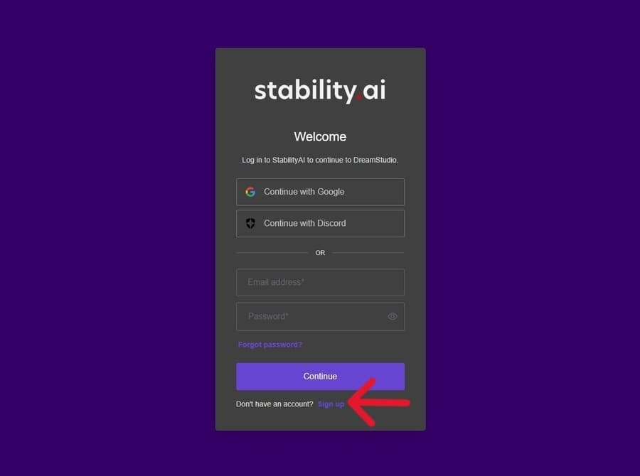 StabilityAIアカウントを作成する