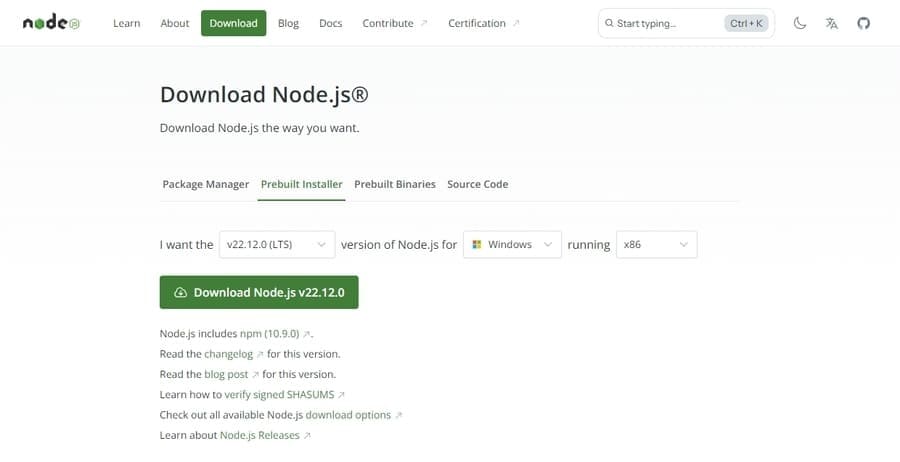 Node.jsをインストールする