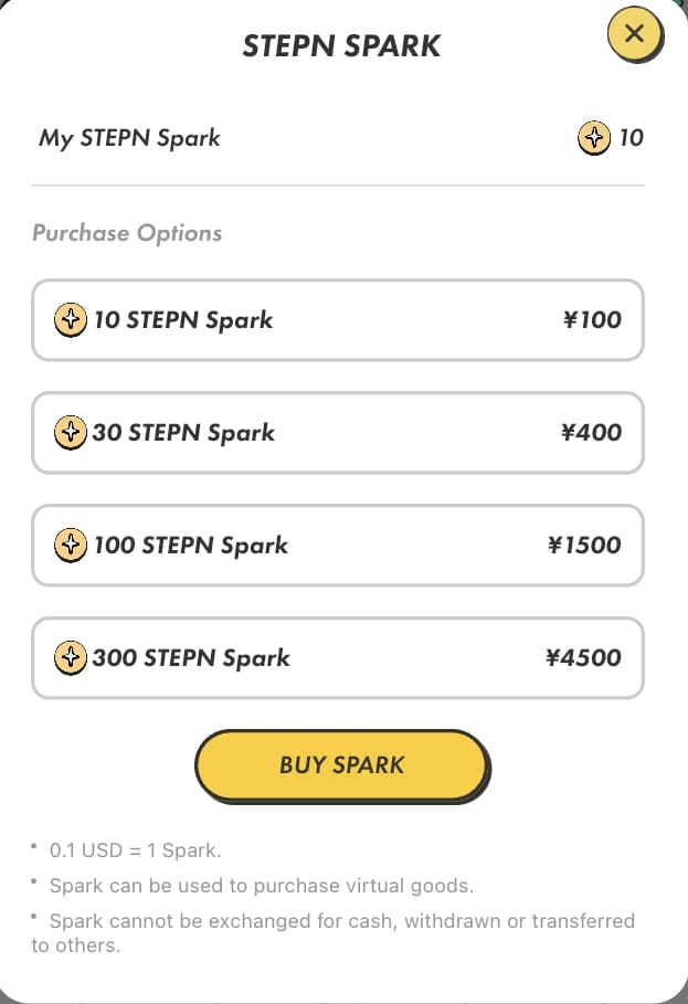 STEPN Sparkの価格