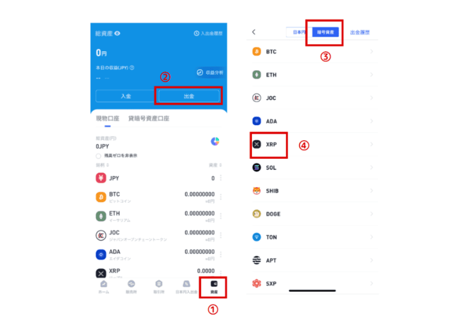 仮想通貨XRPをBitgetへ送金