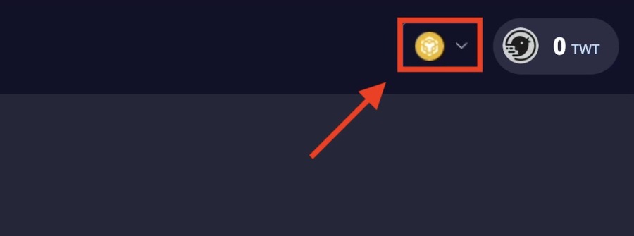 TwitFi画面右上からBNBチェーンに変更