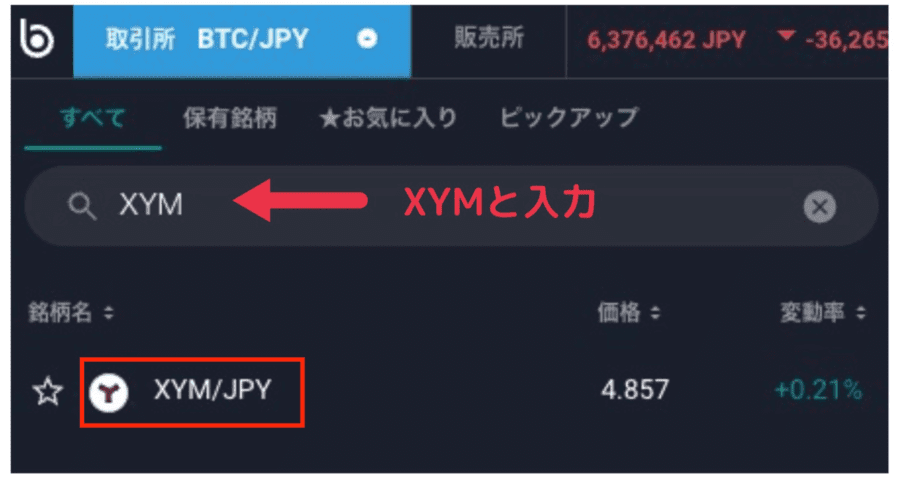 bitbank　XYMを購入